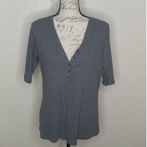 Banana Republic Ribbed Texture Top Gray Size L (CL)